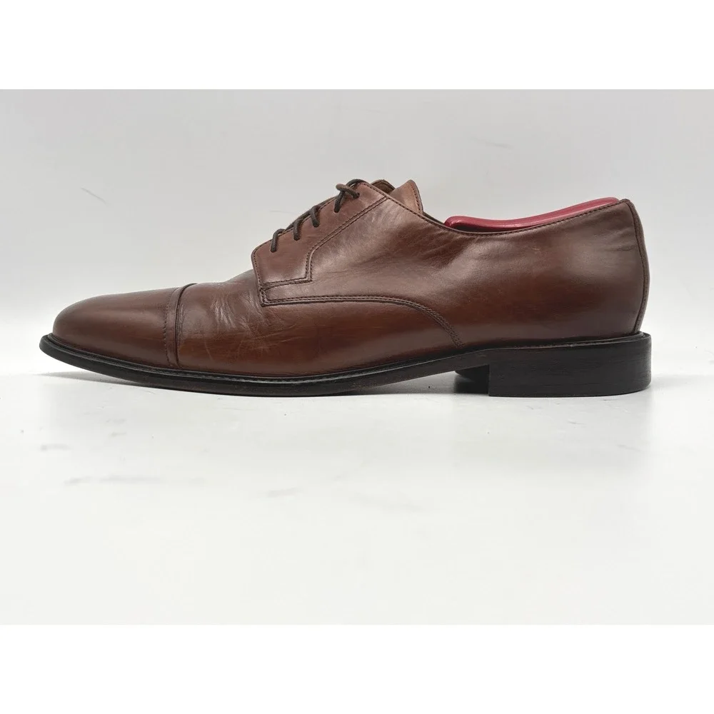 J. Murphy by Johnston & Murphy Men's 12 Brown Leather Cap Toe Derby Dress Shoes